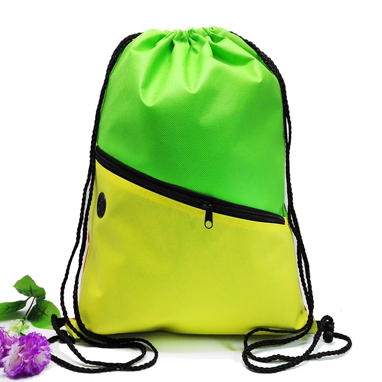 Çift renk cepli ipli büzgülü sırt çantası
